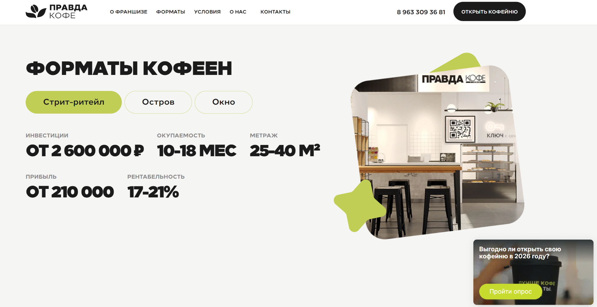 Правда Кофе франшиза